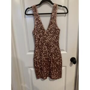 Windsor Gold Glitter Stretch Mini Dress Size Small